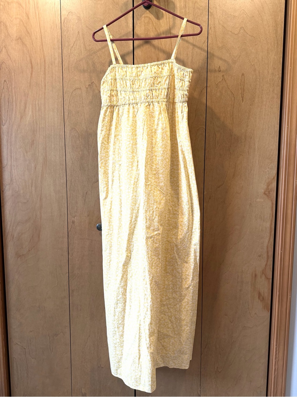 🎅🏻 SALE True Craft NWT large Yellow Smocked Strap maxi Sundress - Picture 3 of 7